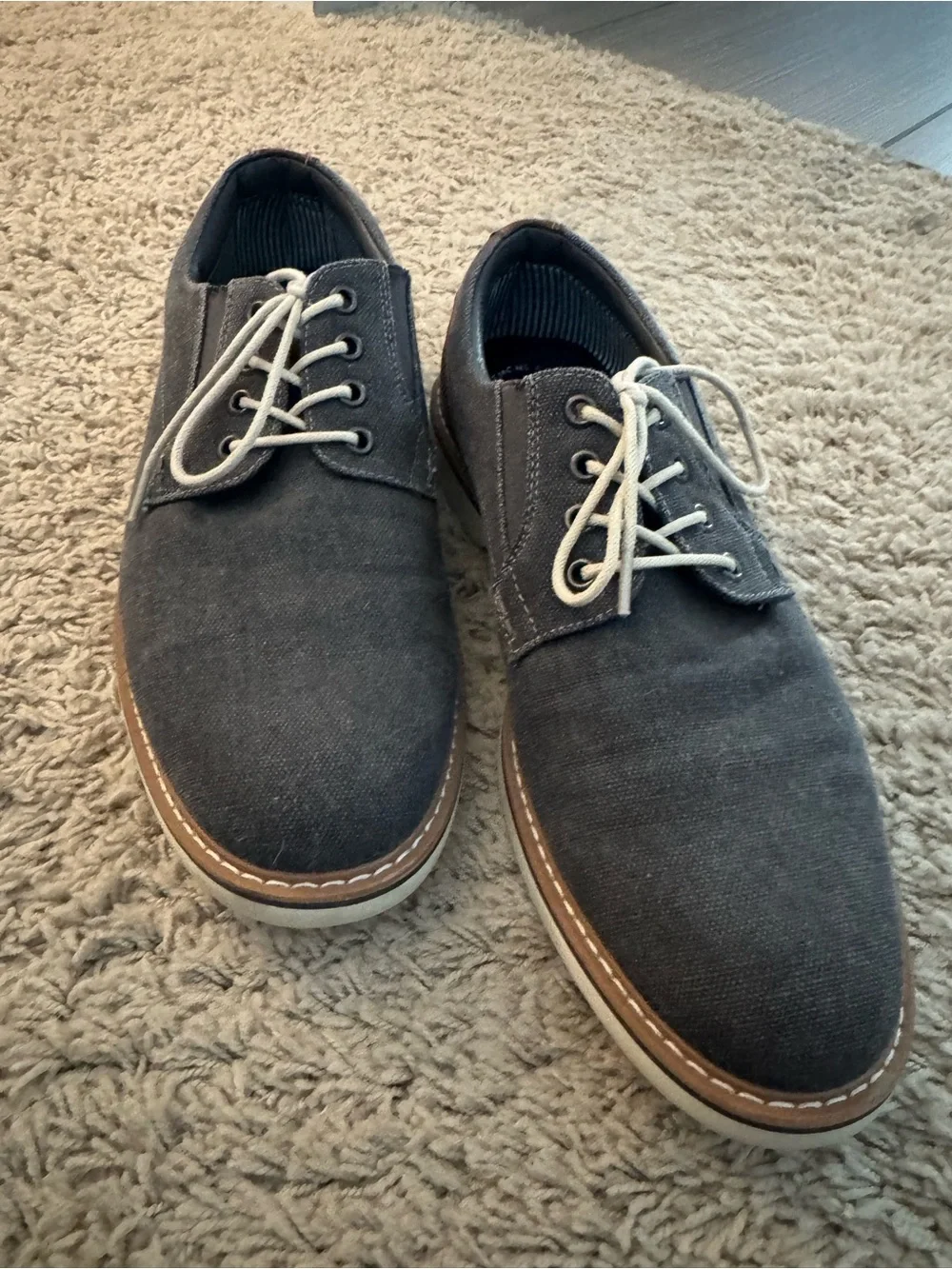 Nunn Bush Men's Dark Gray Canvas Lace-Up Oxfords with White Laces